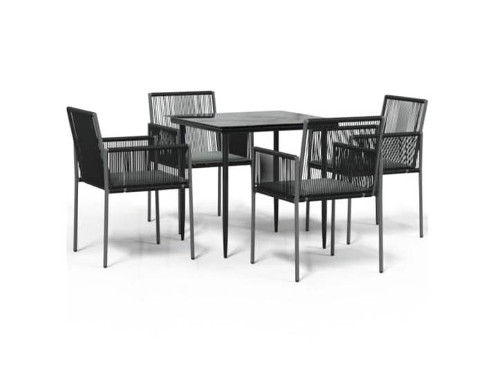 PUGYNBK Esszimmer-Set für den Garten, 5-teilig, synthetisches Rattan, Schwarz, Stahl