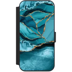 Nivocase Klapphülle für Apple iPhone 13 Handyhülle aus Kunst Leder NIVOflip schwarz Edelstein Glitzer Look (Apple iPhone 13), Smartphone Hülle, Schwarz