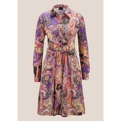 Sommerkleid MADELEINE "Kleid Schwungvolles Sommerkleid mit Unikat-Print", Damen, Gr. 40, N-Gr, lila (ultraviolett, multicolor), Obermaterial: 100% Viskose CV., Modern, gerade, Kleider Sommerkleid