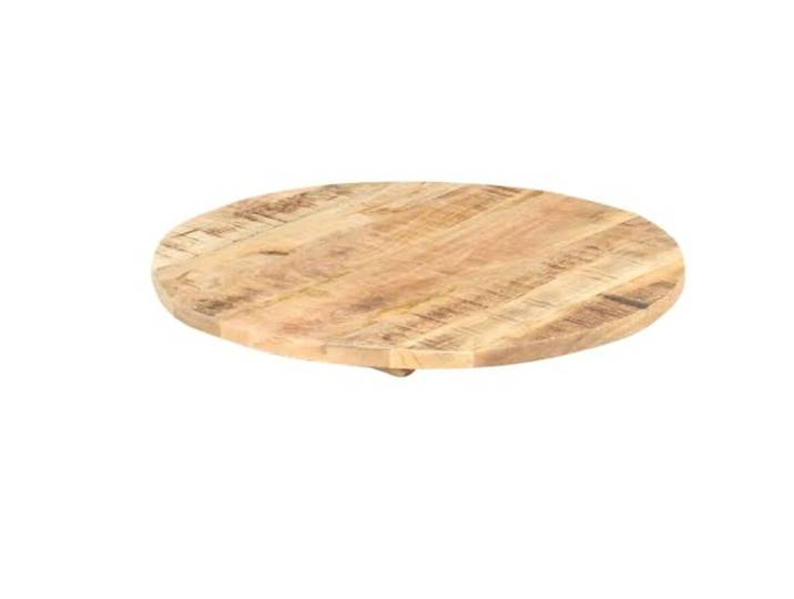 KTHLBRH Tischplatte aus massivem Mangoholz, rund, 70 cm Dicke 25 – 27 mm, polierte lackierte Oberfläche, mit zwei Halterungen aus Holz, für Bar und Restaurant