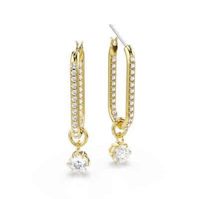 Paar Creolen SWAROVSKI "Schmuck Geschenk Constella Ohrringe", gelb (gelbgoldfarben, metallfarben, kristallweiß, kristallweiß), Ohrringe, Damen, Metall, Swarovski Kristall, Swarovski Zirkonia (s.) - Einhänger abnehmbar