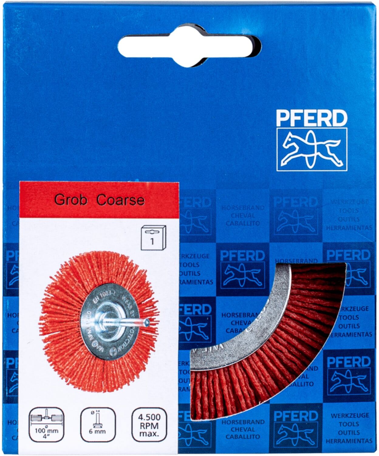 PFERD TOOLS Rundbürste ungezopft RBU Ø100mm Schaft-Ø 6 mm RED-Filament-Ø 1,27 Korn 80 Bohrmaschinen (43740168)