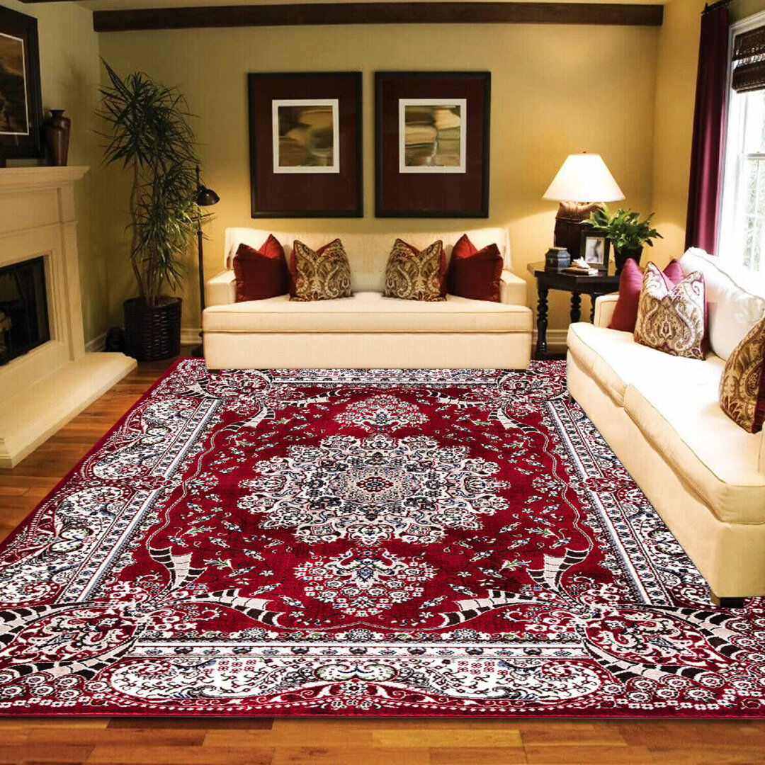 Astoria Grand Rex Floral Area Rug Red Rectangle 160 x 230cm