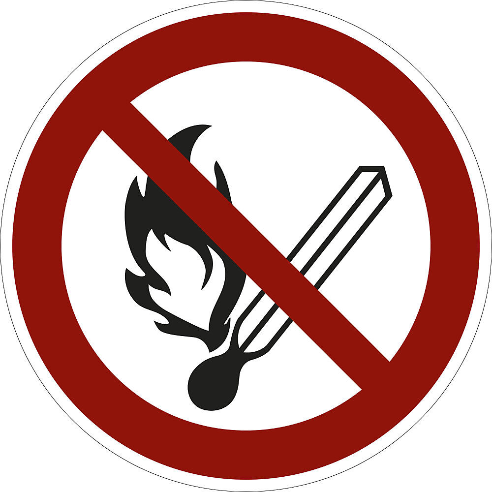kaiserkraft Verbotszeichen, Feuer, offenes Licht und Rauchen verboten, VE 10 Stk, Kunststoff, Ø 100 mm