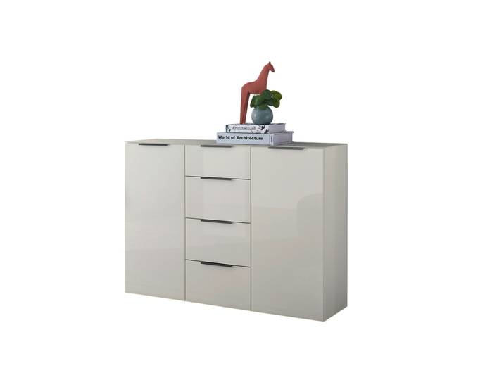 Kommode SANTORIN 135 x 99 cm Sandgrau/Glasfront Sandgrau