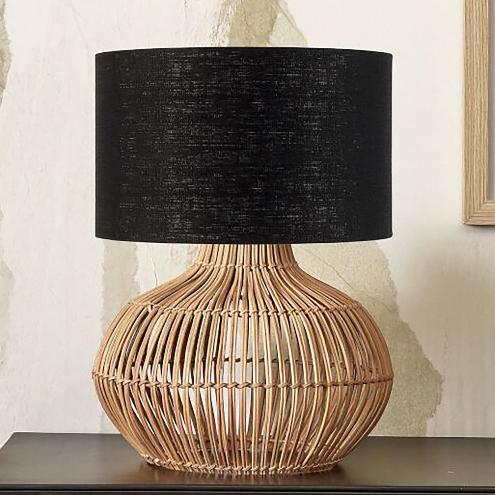 GOOD&MOJO Tafellamp Kalahari Modern Zwart/Rotan Rond