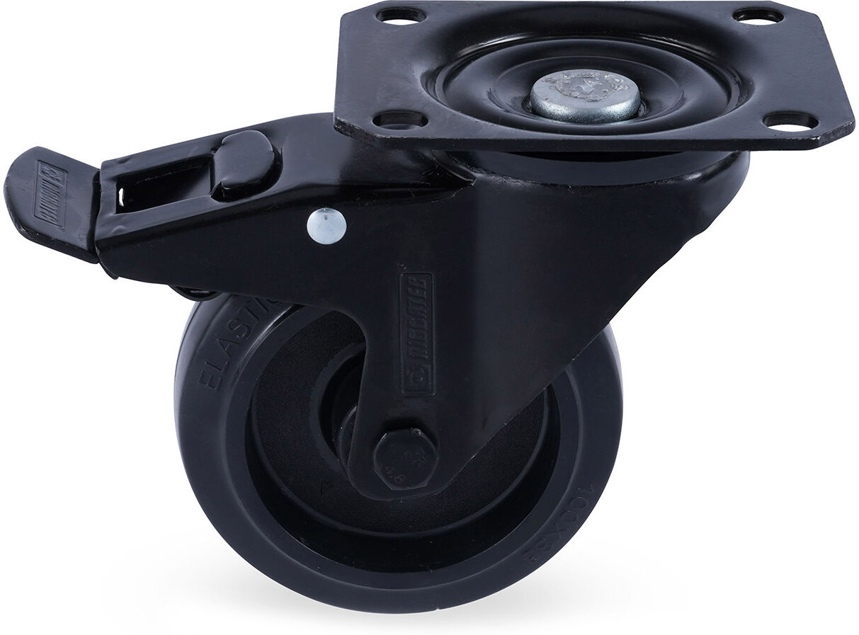 Riggatec Lenkrolle 100mm Black Wheel, Mit Bremse, Schwarz