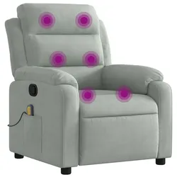 vidaXL Massage-Relaxsessel, hellgrauer Samt