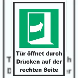 HB-Druck Tür öffnet durch Drücken auf der rechten Seite A5 (148x210mm) Schild