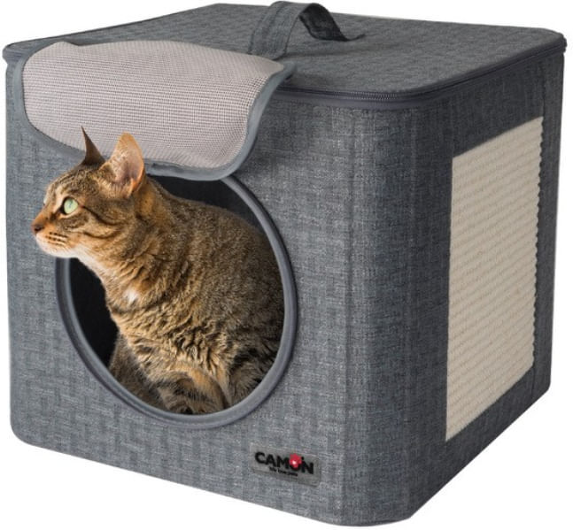 CAMON Trasportino Cubo con Tiragraffi per Gatto 1PZ