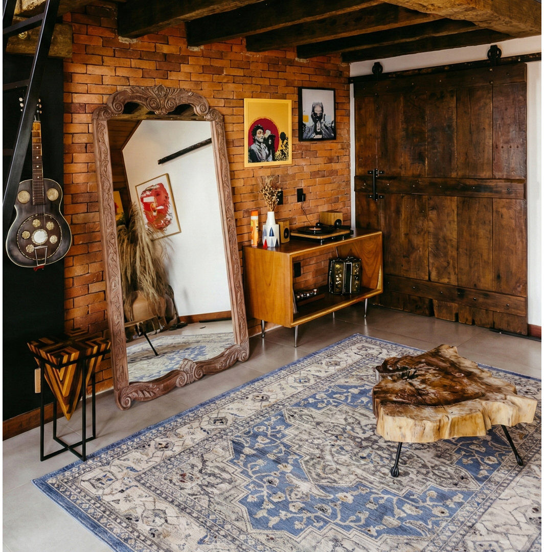 Latitude Vive Bentancourt Persian Medallion Blue/Beige Area Rug Beige;Brown;Blue Rectangle 200 x 290cm