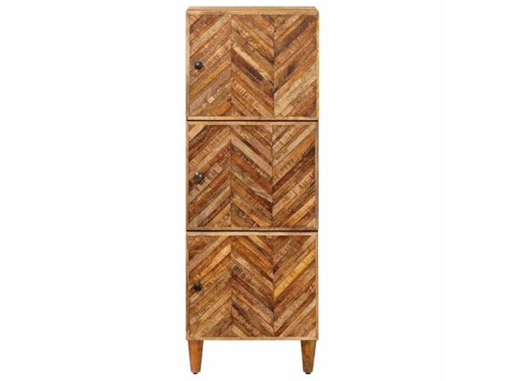 KTHLBRH Aufbewahrungsschrank braun 40 x 33,5 x 110 cm 3 Türen Massives Mangoholz, Messinggriffe, interne Ablagen, Verwendung im Innenbereich, Montage erforderlich