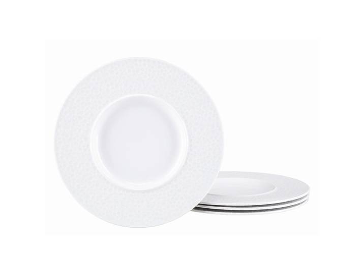 Creatable Gourmetteller Show Time Hammer Weiss, Weiß, Keramik, 4-teilig, rund, 2.5 cm, stapelbar, Geschirr, Teller, Barbecue-Teller & Spezialteller