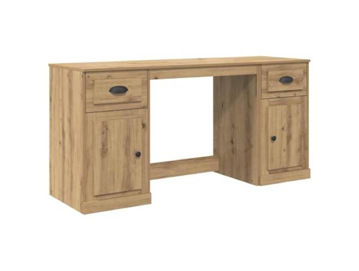 Tmriohed Schreibtisch mit Schrank 154,5x50x75 cm Artisan-Eiche Viel Stauraum im Arbeitszimmer durch integriertes Schrankelement und praktische Schublade aus langlebigem Holzwerkstoff.