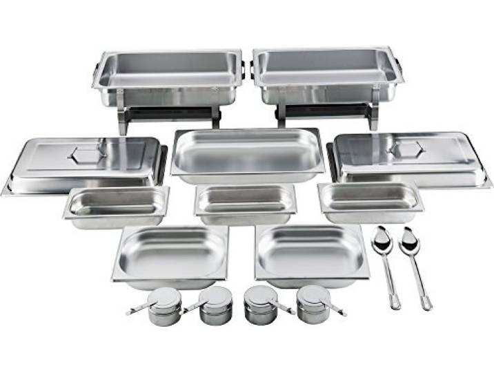 Batania 2 Chafing Dishes/Speisewärmer, 14-teilig, Gastronomiequalität, Edelstahl – Robuste Wärmebehälter für Buffet, Catering und Grillabende