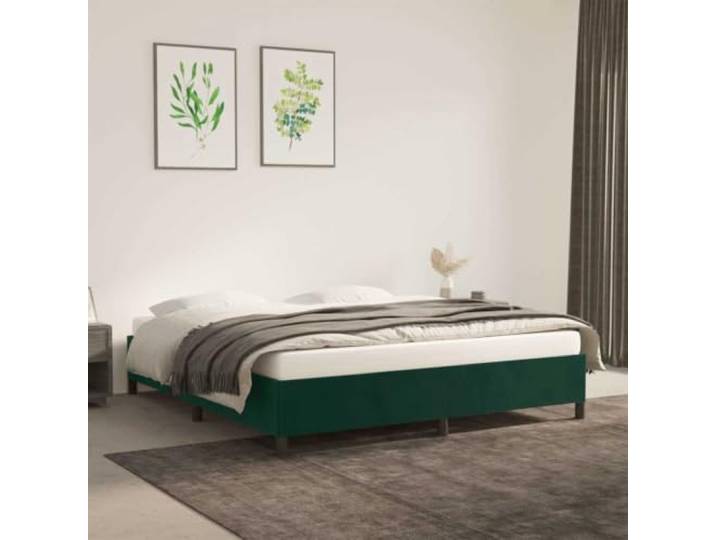 KFPOERTFGD Polsterbett Samt Schlafzimmer Möbel 180x200 cm Dunkelgrün Inklusive Lattenrost, Stabil durch Stützbeine, Moderner Stil
