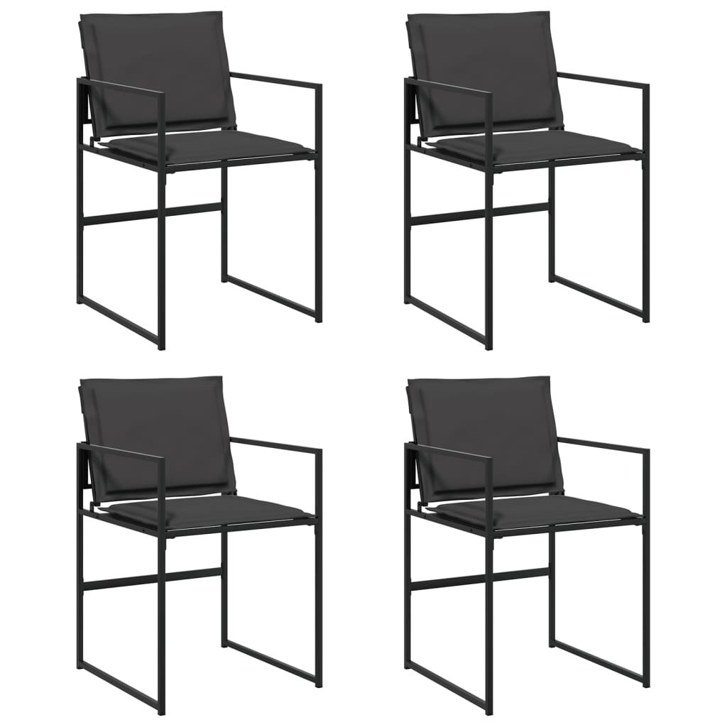 vidaXL Set van 4 Tuinstoelen met kussens, Zwart, Staal en Textiel