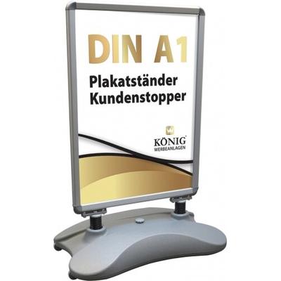 Dreifke Plakatständer Kundenstopper Keitum Wind Line DIN A1 silber| beidseitiger Plakatständer für 2 Plakate | Stabiler Werbeaufsteller für Wind und Wette