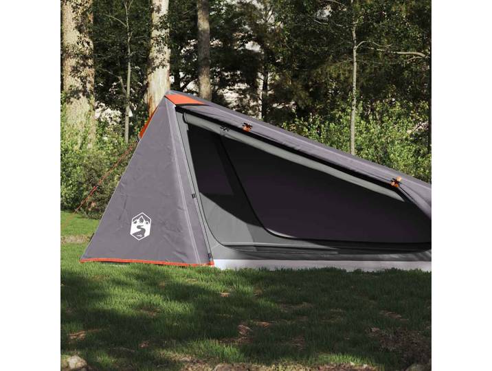 vidaXL Tunnelzelt 1 Person Grau und Orange Wasserdicht