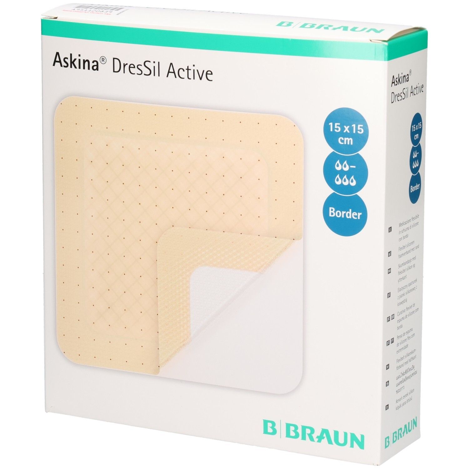 Askina DresSil Active Border 15x15cm Sil.Schaumv. 10 St Verband