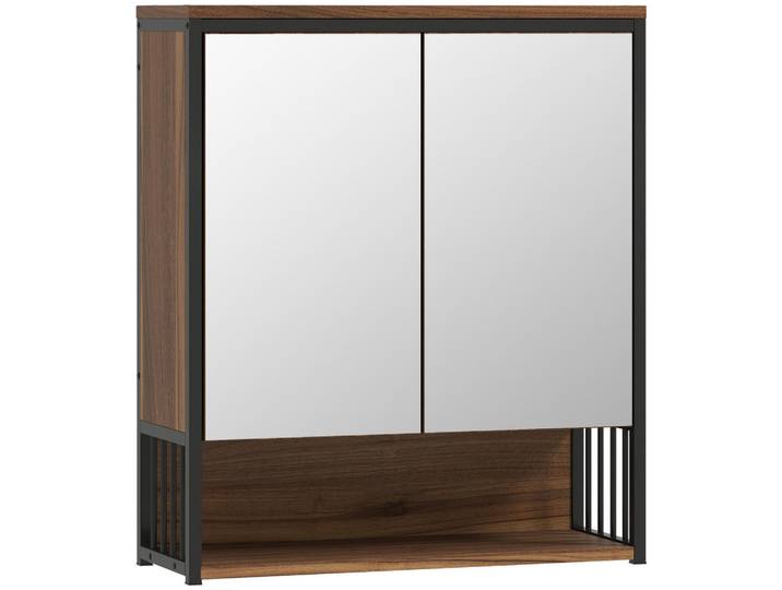 Homcom Spiegelschrank MDF Spanplatte Braun, Holzwerkstoff, 56x65x20 cm, Badezimmer, Badezimmerspiegel, Spiegelschränke