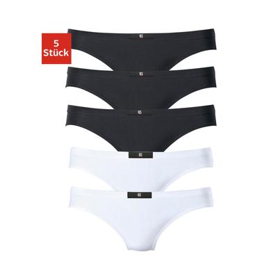 String H.I.S, Damen, Gr. 42, schwarz-weiß (weiß, schwarz), Obermaterial: 95% Baumwolle, 5% Elasthan, unifarben, körpernah, Unterhosen String, aus elastischer Baumwoll-Qualität