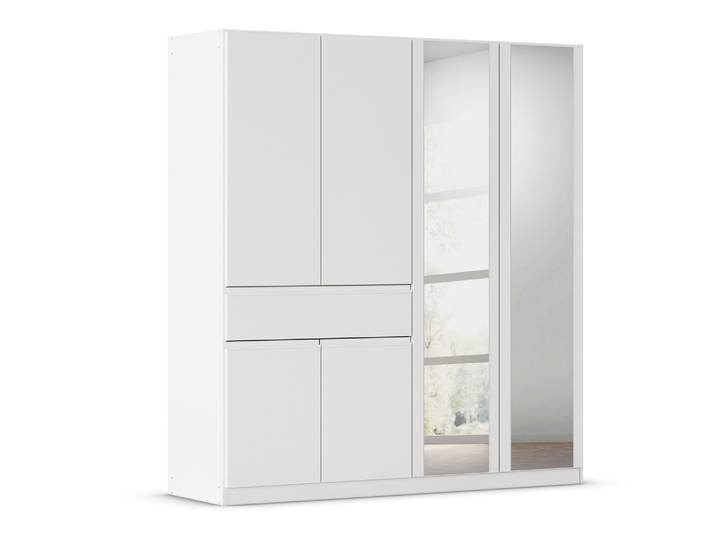 Armoire 6 portes dont 2 miroirs 1 tiroir Macari Blanc - Basika