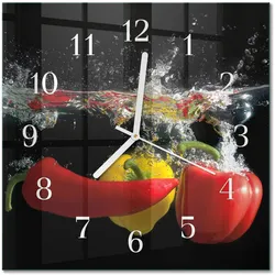 WANDUHR aus Glas 30x30 cm - Pfeffer