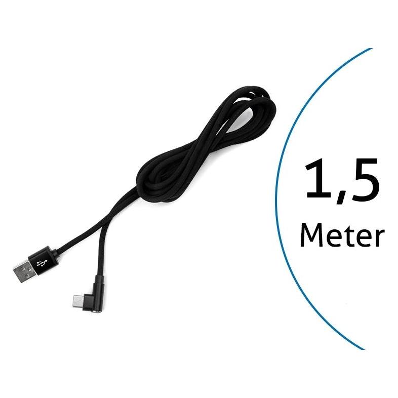 TecLines TUC008B USB auf USB-C Kabel 90 Grad gewinkelt 1,5m, schwarz (1.50 m) (TUC008B)