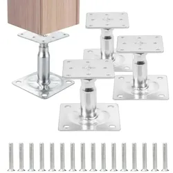 Relaxdays Pfostenträger höhenverstellbar 4er Set Silber