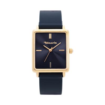 Quarzuhr TAMARIS, blau (dunkelblau, dunkelblau), Armbanduhren, Damen, goldfarben, Quarzuhr, Armbanduhr, Damenuhr, Silikonarmband, analog