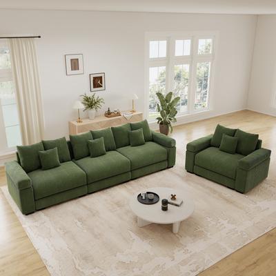 GDFStudio - 2-Piece Oversized Corduroy Convertible Modular Sectional Sofa with Deep Seat & Ergonomic Design