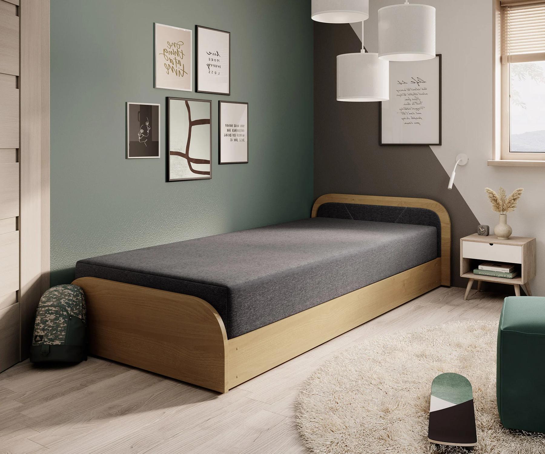 Kinderbett 80x190 SNUGORIA - grau / echtes Design