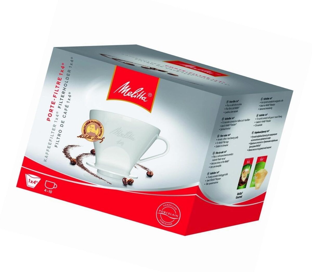 Handfilter MELITTA "1x4 1 Stück", weiss (weiß), Porzellan, Kaffeefilter, Handfilter, Spülmaschinenfest weiß Einheitsgröße