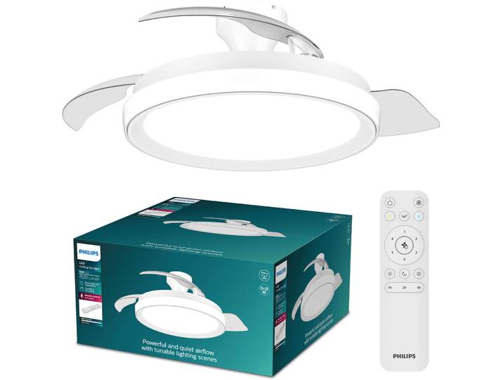 Deckenventilator mit Licht Philips weiss Kunststoff B 106 cm - LED - LED Energiesparlampen