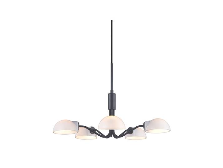 Kjøbenhavn Kronleuchter, schwarz/opal, Ø 50 cm - Halo Design - Wohnzimmer - Metall - Mehrflammig