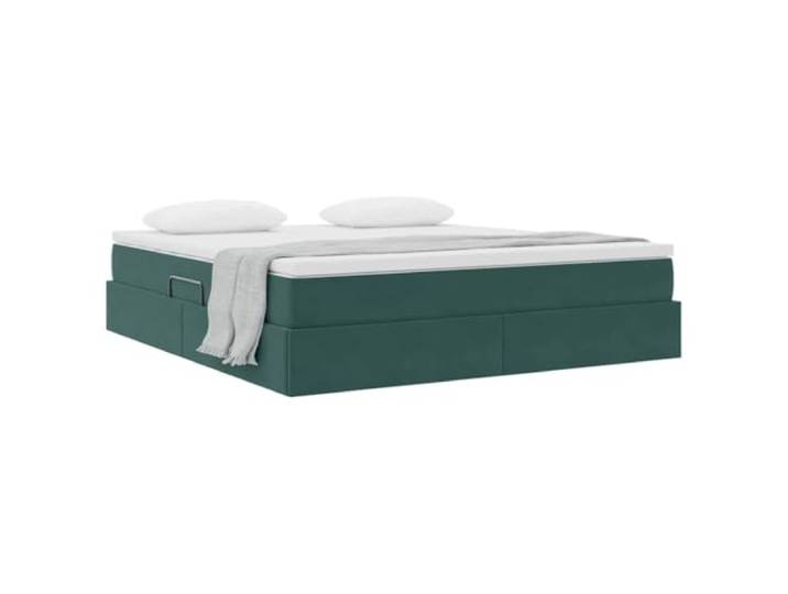 KTHLBRH Boxspringbett 160 x 200 cm mit Matratze, Dunkelgrün Weicher Samt, hydraulisches Heben, Metallrahmen, Stauraum