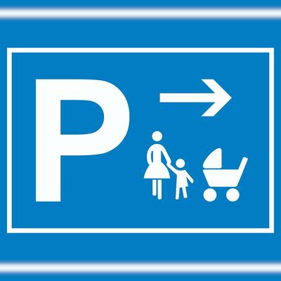 HB-Druck Mutter und Kind Parkplatz Schild mit Richtungspfeil rechts waagerecht A5 (148x210mm)