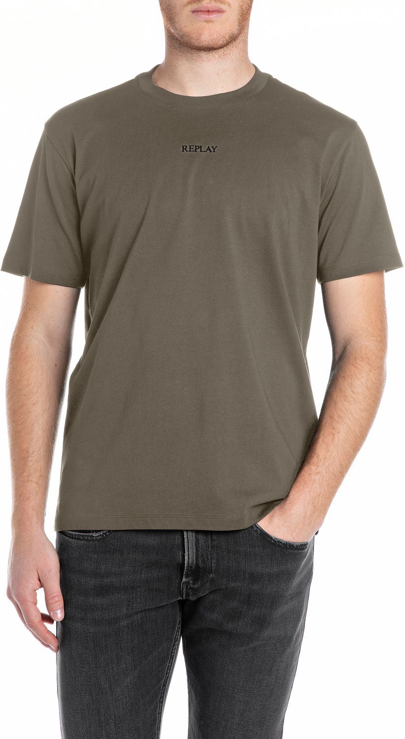 T-Shirt REPLAY, Herren, Gr. S, grün (mud grün), Jersey, Obermaterial: 100% Baumwolle, regular fit normal, Rundhals, Shirts T-Shirt mud grün S