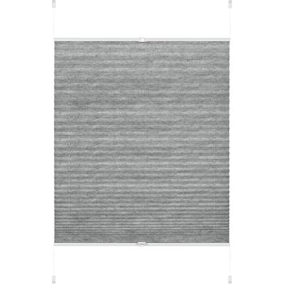 Plissee GARDINIA "EASYFIX Lilly Green, ohne Bohren, blickdicht, mit Recyclingmaterial" Gr. 6, grau (grau, weiß), B:80cm H:130cm, Obermaterial: 100% Polyester, Plissees, mit Recyclingmaterial