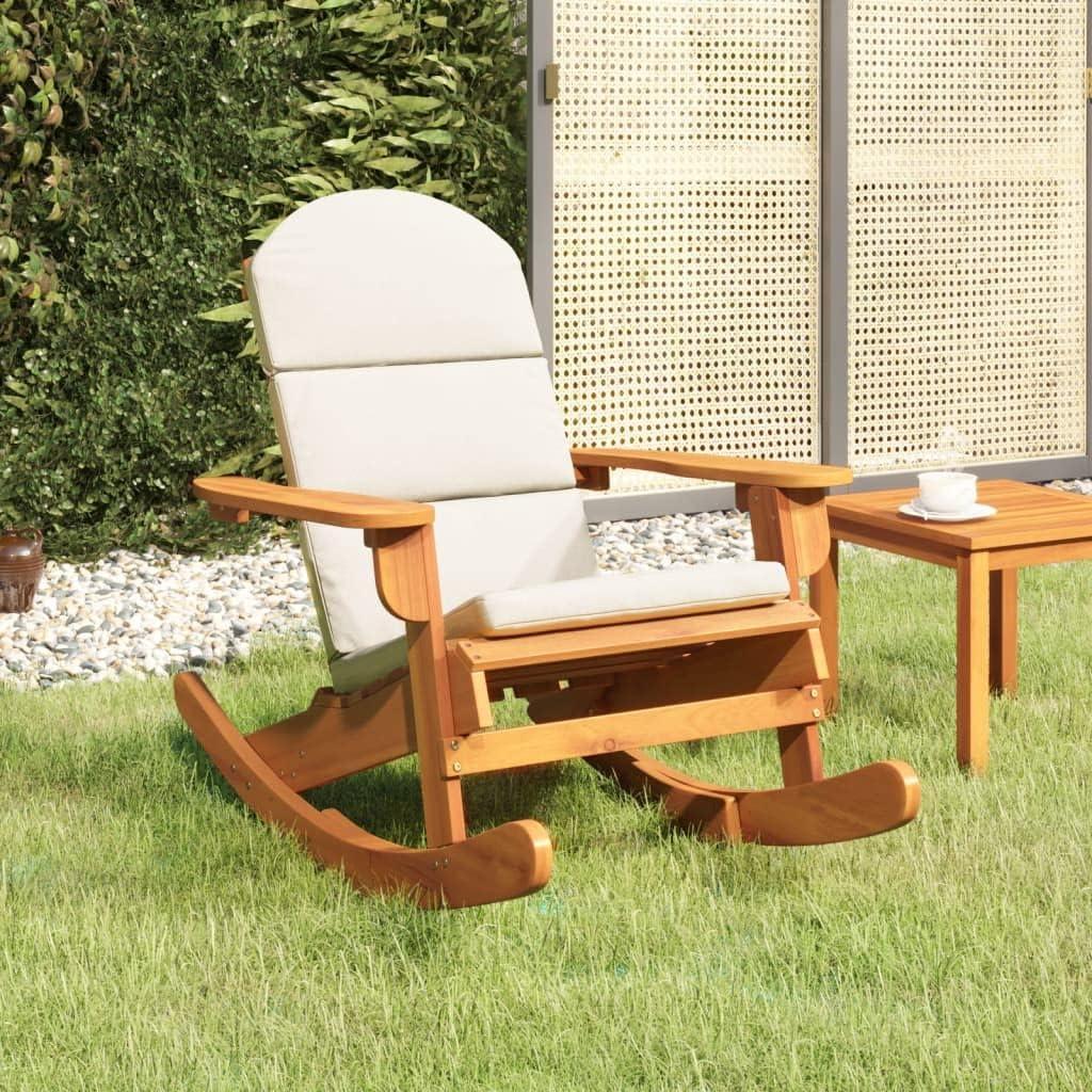 Adirondack-Gartenstuhl aus massivem Akazienholz mit Kissen, wetterfester Hochlehner für Balkon, Terrasse und Außenbereich