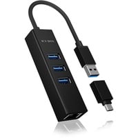 IB-HUB1419-LAN, USB-Hub schwarz