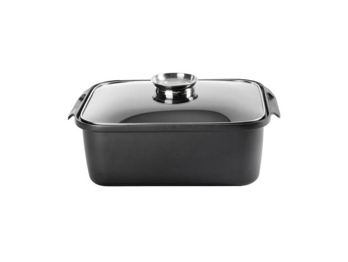 Homeware Profession. Bräter, Klar, Schwarz, Edelstahlfarben, Metall, 8 l, rechteckig, 26x12.2x40 cm, Lfgb, backofengeeignet, antihaftbeschichtet, Kochgeschirr, Töpfe, Bräter