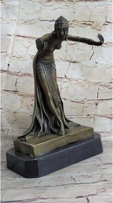 Bronzhaus Vintage Signed Bronze Art Nouveau Deco Chiparus Statue Figurine Sculpture Gift