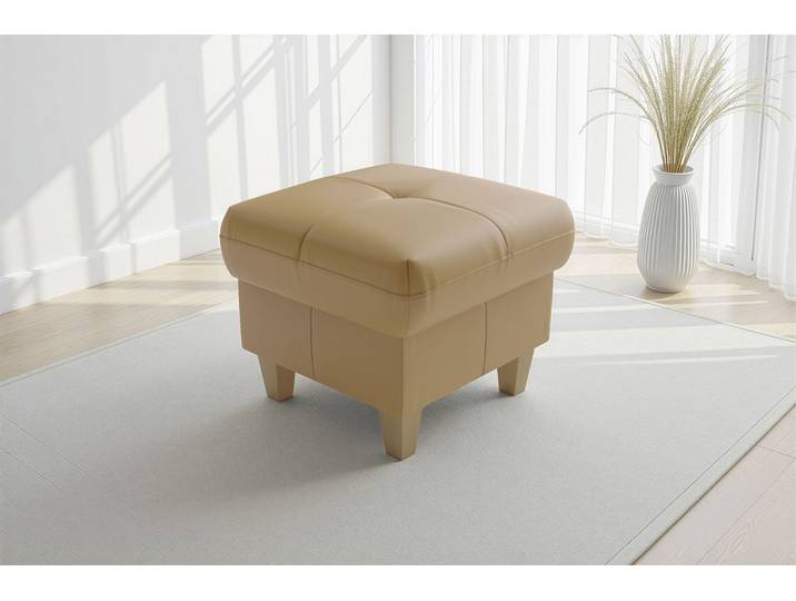 Polsterhocker SIT & MORE Pamela, Leder, B: 58 cm , beige (cappuccino), B:58cm H:48cm T:58cm, Hocker, Polsterhocker, mit praktischen Stauraum, hochwertige Qualität, verschiedene Farben