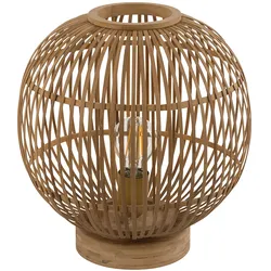Tischleuchte Bambus Boho Leuchte Nachttischlampe Kugellampe Schlafzimmer naturfarben, Smart Home App-Sprachsteuerung CCT Timer dimmbar, 1x RGB LED, DxH 30x33,5cm