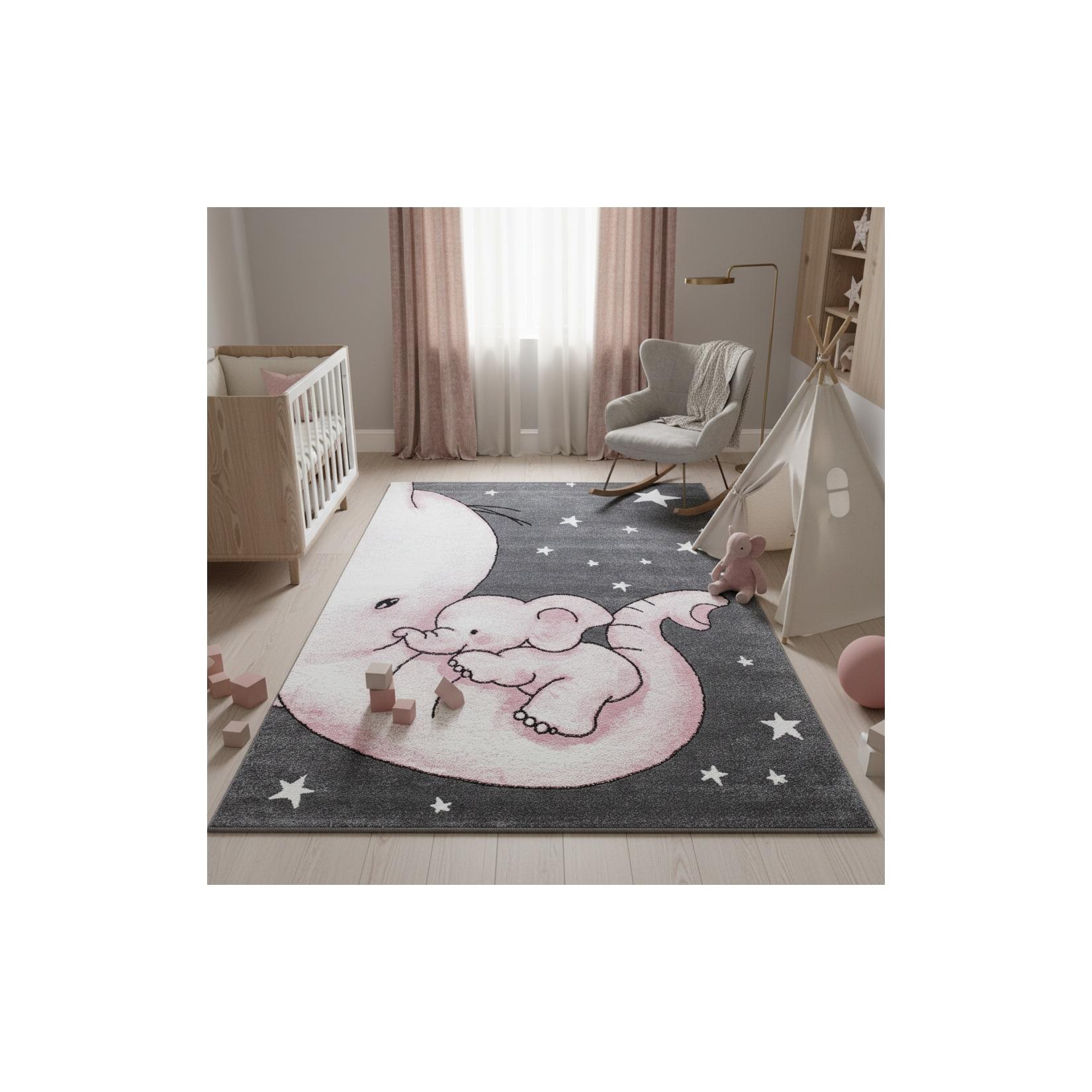 Kinderteppich TASNA, mit Elefanten-Motiv, Rosa, 80 x 150 cm