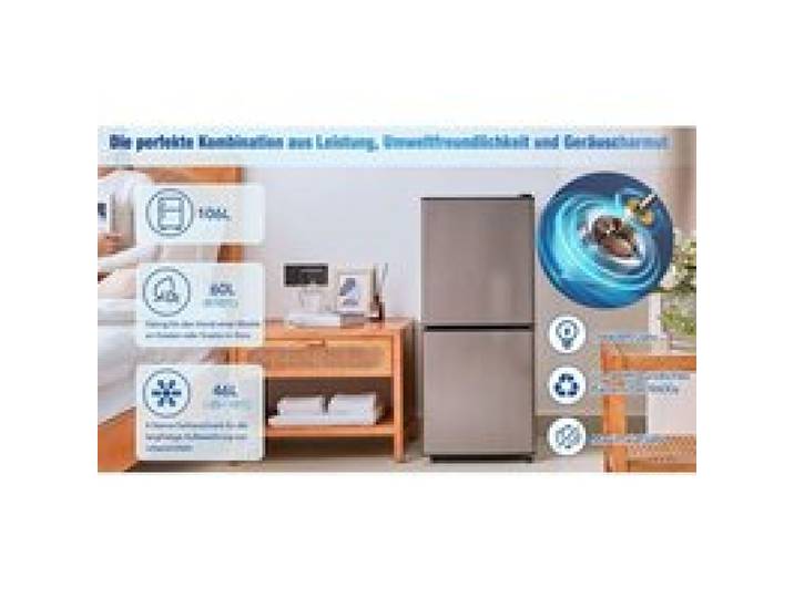 Réfrigérateur 102x44.5x42.5 cm réfrigérateur congélateur à faible consommation dénergie Frigo a éclairage LED argent
