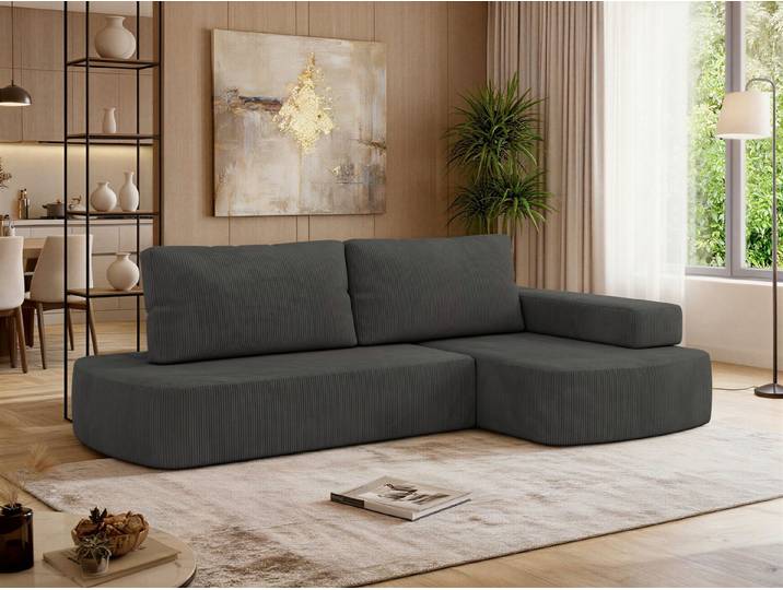 MKS MÖBEL Ecksofa LIRENA L, aus Schaum mit Schlaffunktion, L-Form, Schaumstoffsofa, Schlafsofa, Wohnlandschaft, bodennah, ohne Gestell