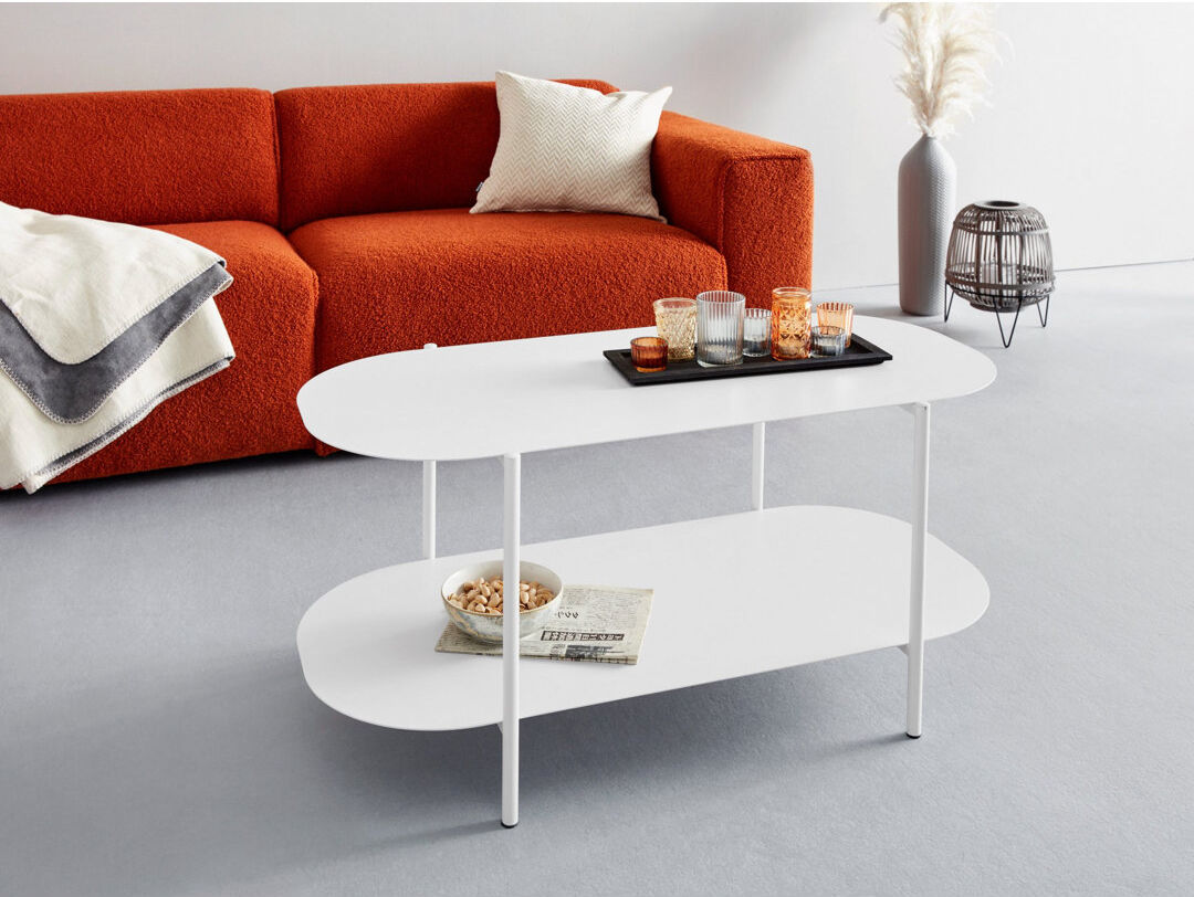 Ebern Designs Eysteinn Four Leg Coffee Table with Storage White 45cm H X 100cm W X 50cm D
